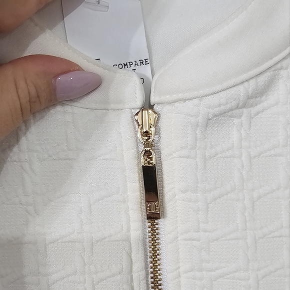 Ivanka Trump Ivory Bomber Jacket with Textured Fabric Size 6 - Picture 5 of 10
